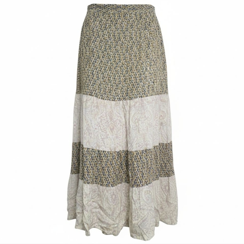 Mystree Blue and Cream Patterned Maxi Skirt Size Medium